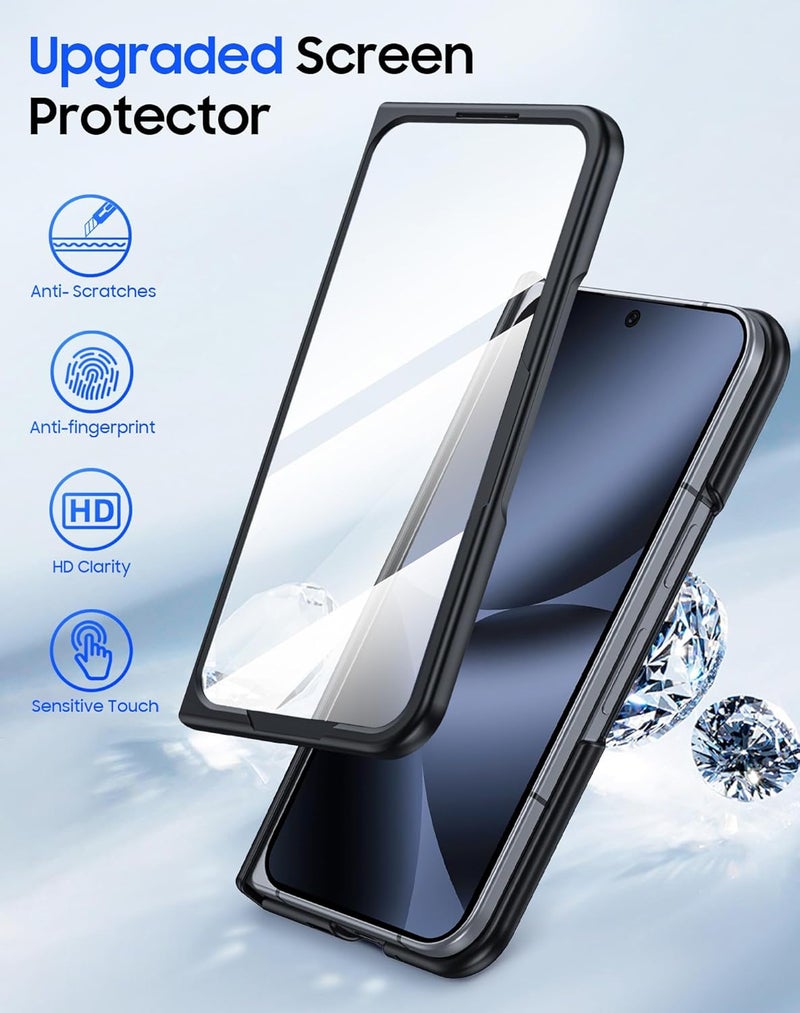 oupeigar for Google Pixel 10 Pro Fold Case Magnetic [Hinge Protection] [HD Screen Protector] [Translucent Matte] Slim Skin-Friendly&Smooth Touch Shockproof Phone Case for Pixel 10 Pro Fold (Black) - Image 5
